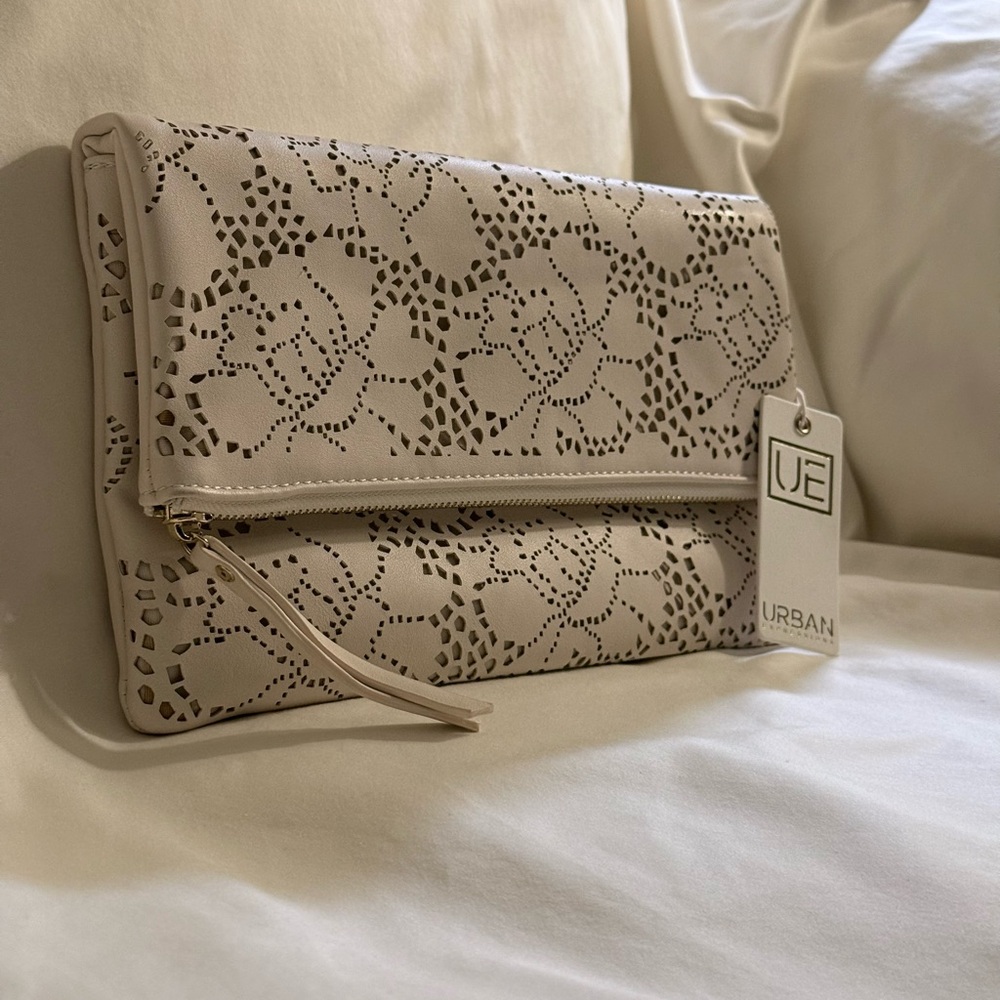 Urban Expressions Beige Laser-Cut Clutch